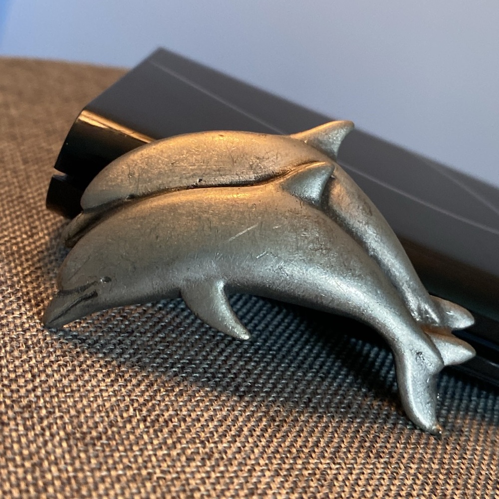 1990 Robert Hall Original Pewter Dolphins Brooch